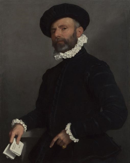 Giovanni Battista Moroni ritratto di uomo con lettera 1570