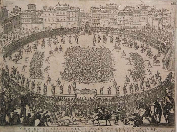 Parte Guelfa Jacques Callot incisione 1615 guerra damore in Piazza Santa Crioce 1