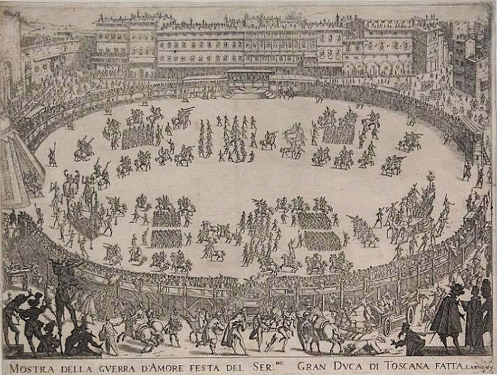 Parte Guelfa Jacques Callot incisione 1615 guerra damore in Piazza Santa Crioce 2