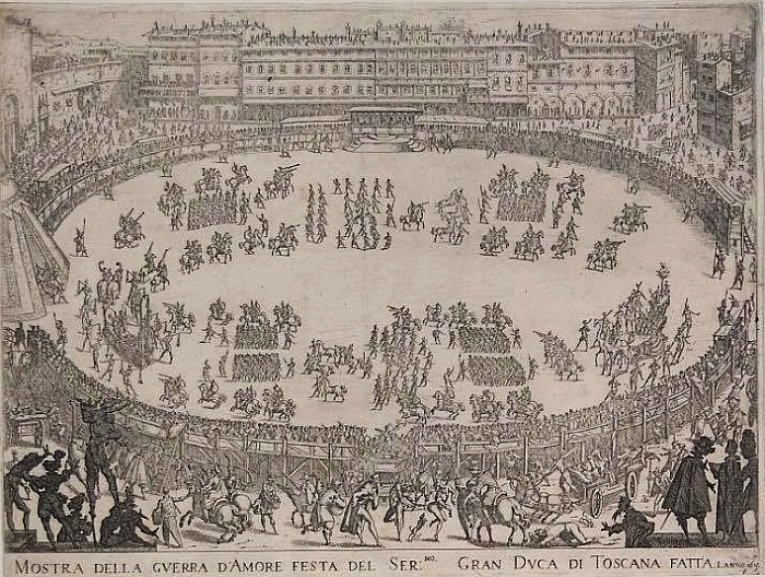 Parte Guelfa Jacques Callot incisione 1615 guerra damore in Piazza Santa Crioce 2