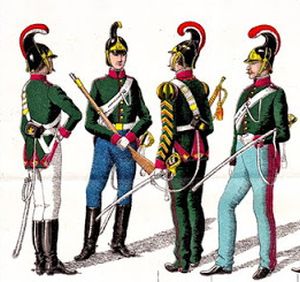 Parte Guelfa Dragoni di Toscana uniformi toscane 1861 dettaglio