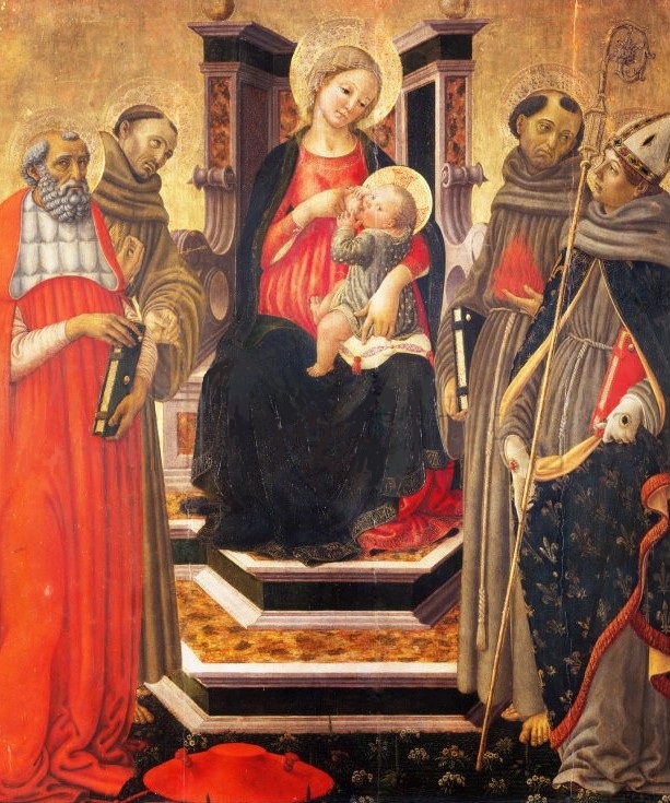 Parte Guelfa Botticini Madonna con Bambino in trono tra san Girolamo san Francesco dAssisi santAntonio da Padova e san Ludovico di Tolosa. 1